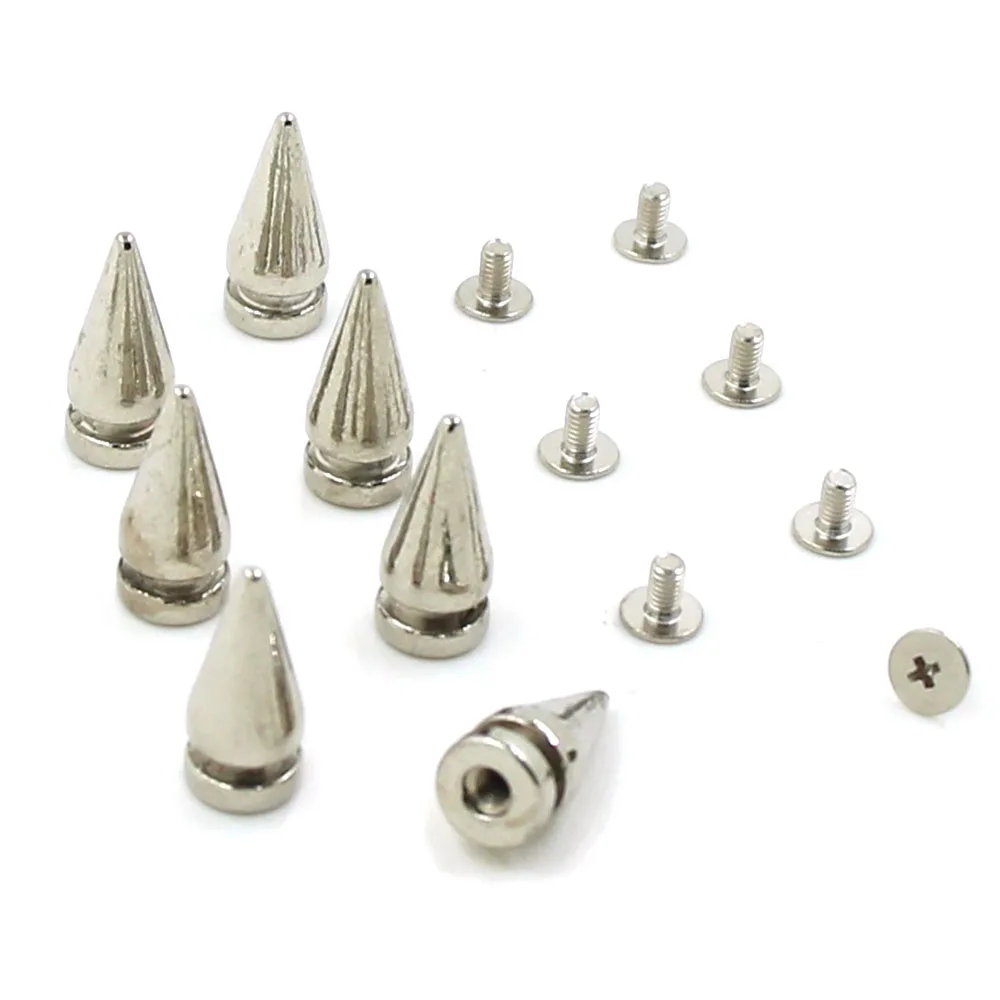 50Pcs Sliver Gold Spikes And Studs For Punk Rock Leather DIY Conical Metal Stud Screwback Nailheads Rivets For Shoes Clothes Bag