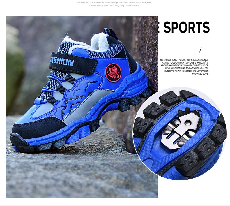 FLARUT детская зимняя обувь для мальчиков походная обувь с мехом теплая спортивная обувь для бега водонепроницаемые Нескользящие уличные мягкие альпинистские кроссовки
