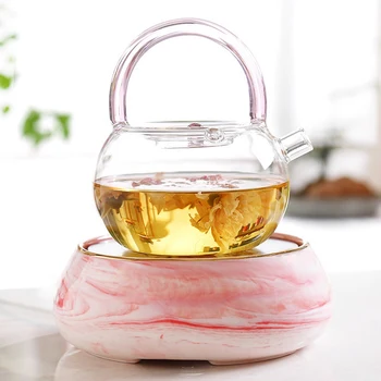 

Pink Glass Tea Set Electric Ceramic Heaters Glass Kettle with Touch Screen Household Appliances A Set Ceramic Stove1000W 220V
