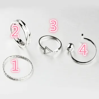

VAN01 Fashion Woman Jewelry Ring Ring Simple Combination Personality Four-piece Set Fine Ring Set