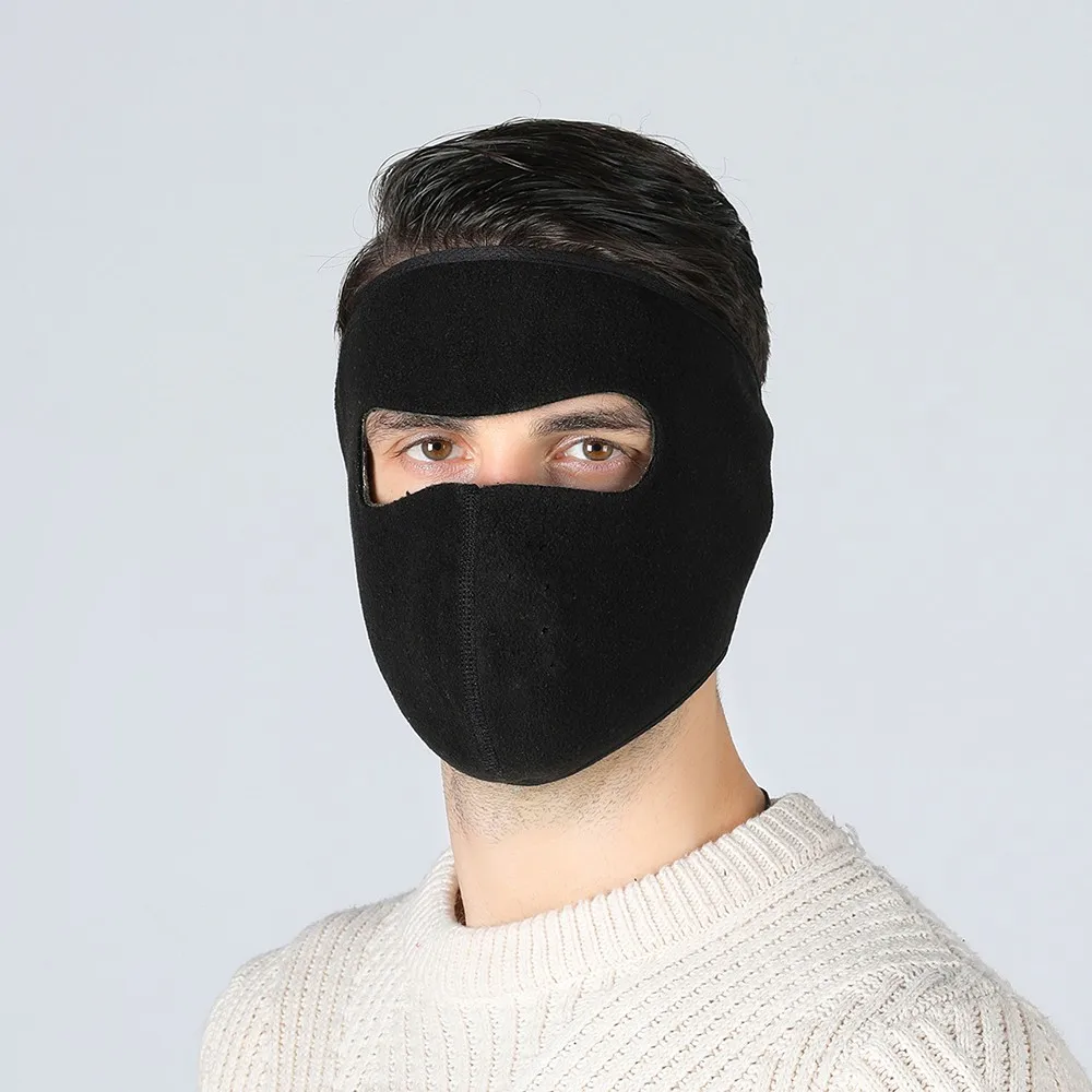 Зимняя теплая маска, флисовые наушники для верховой езды, катания на лыжах, сноуборде, велосипеде, велосипедная маска, ветрозащитная Спортивная маска для лица - Цвет: Black