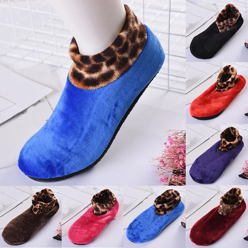 1 пара, унисекс, утолщенный носок с изображением леопарда, зимние теплые мужские и женские нескользящие эластичные короткие носки, домашние носки-Тапочки