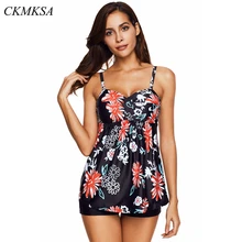 Танкини купальник женский купальник сексуальные цветочные шорты Ретро XXXL размера плюс купальник бикини комплект из двух частей купальный костюм