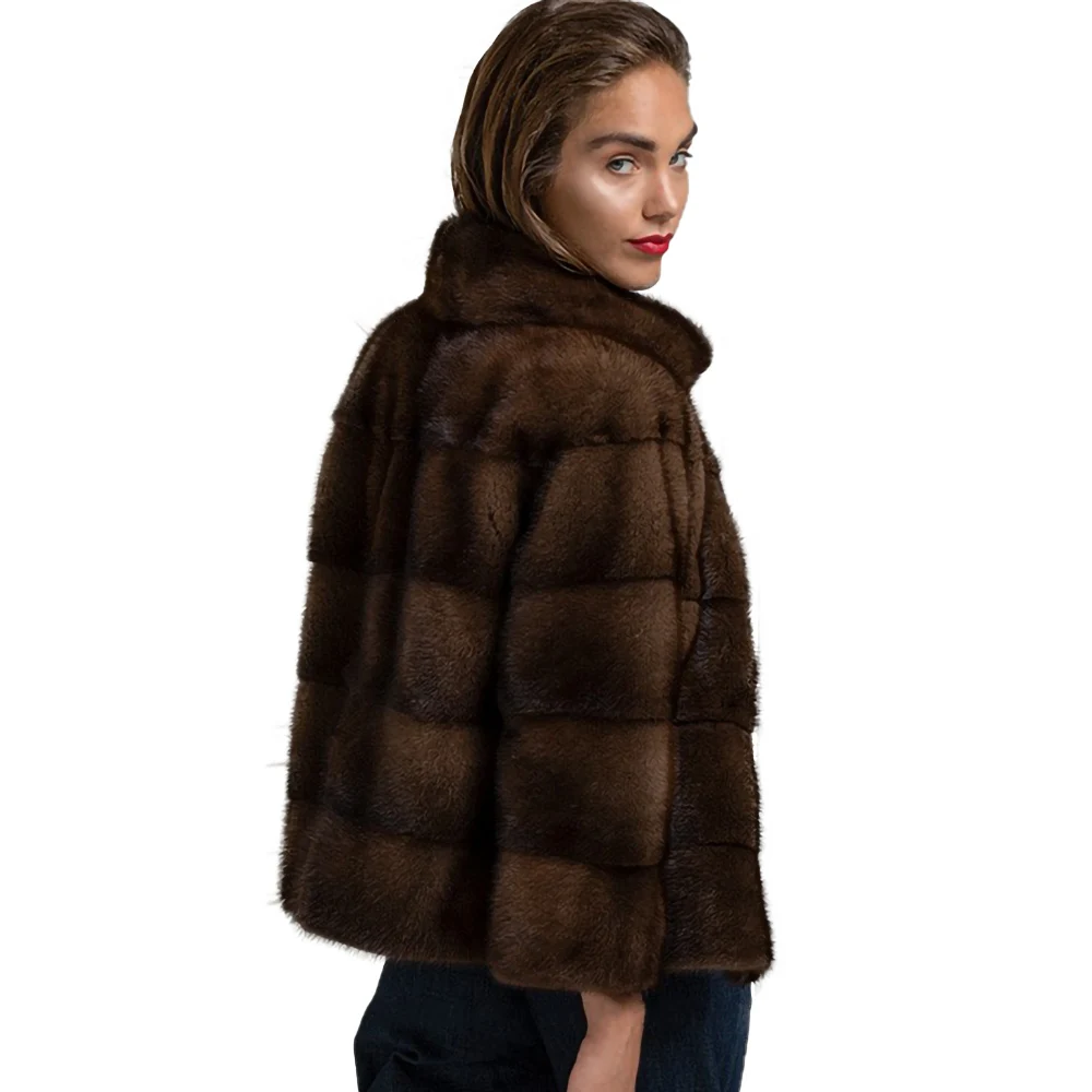 TOPFUR Autumn Real Fur Coat Woman Natural Mink Fur
