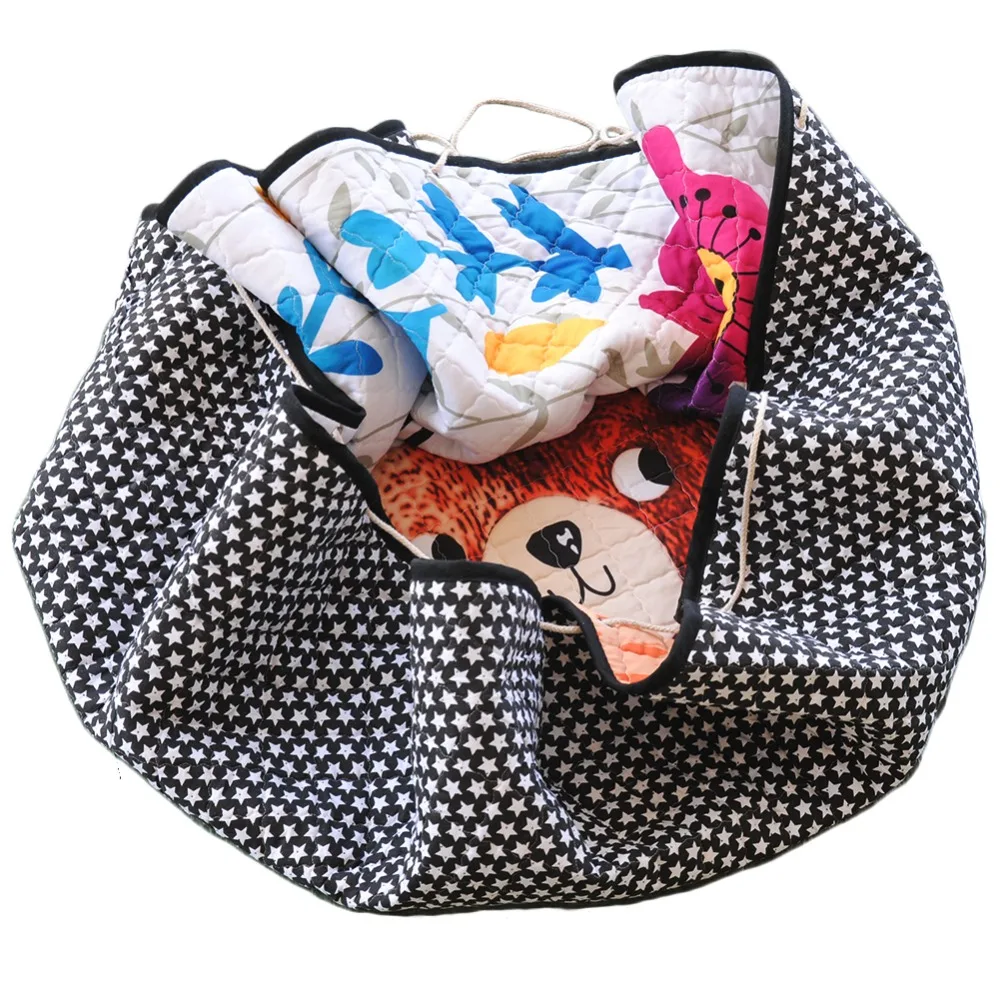 Kid Soft Carpet Rugs Cartoon Animals Fox Baby Play Mats Child Crawling Blanket Carpet Toys Storage Bag Kids Room Decor