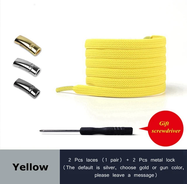 2021 New Magnetic Shoe laces Elastic No tie Shoelaces for Sneakers 24 Color Lazy Shoelace Lock One Size Fits All Kids & Adult Yellow