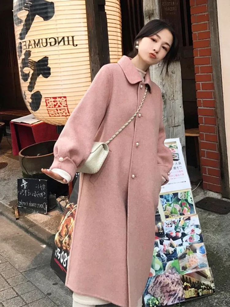 

Coat Women Winter 2020 Autumn and Winter New Black Coat Long Korean Coat Loose Thin Woolen Coat Coats and Jackets Women