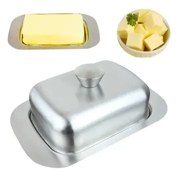 

Stainless Steel Butter Dish Cheese Bread Storage Butter Tray With See-through Lid Butter Cheese Dish Box Container For Home
