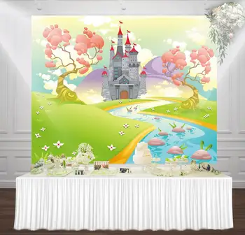 

Kingdom Castle Background Princess Girl Birthday Party Backdrops Spring Floral Fairy Tale Photography Booth Studio Banner Poster