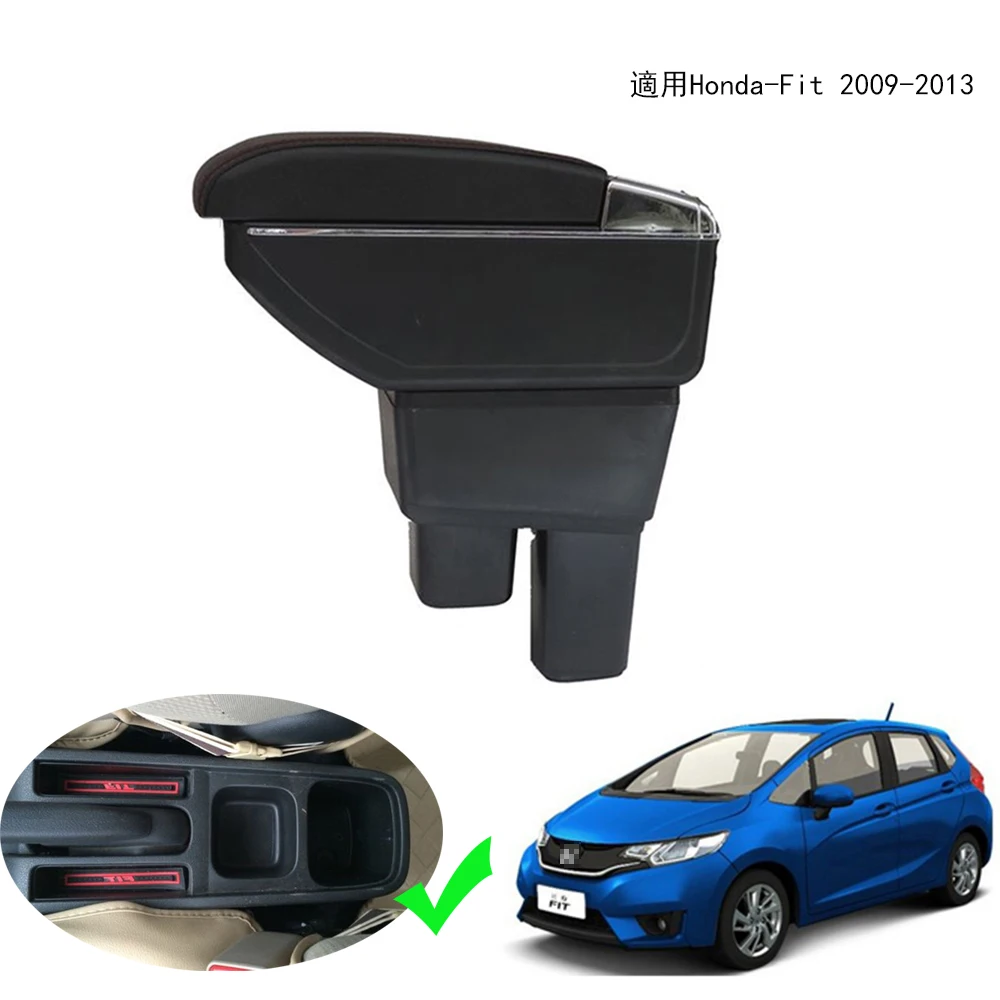 Для Honda Fit Jazz Хэтчбек 2011 2012 2013 Подлокотники коробка для хранения кожаная Автомобильная центральная консоль подлокотник коробка с USB