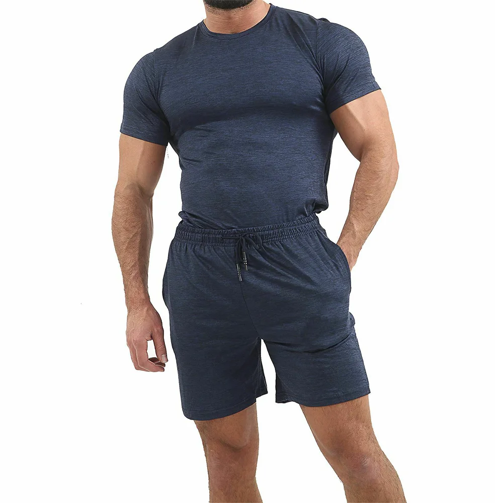 

2020 Gyms Workout Sporting Suit Mens 2 Pcs Clothing Set Tracksuit Two Piece Set For Men Clothing Sets Shorts and Tops Suit D30