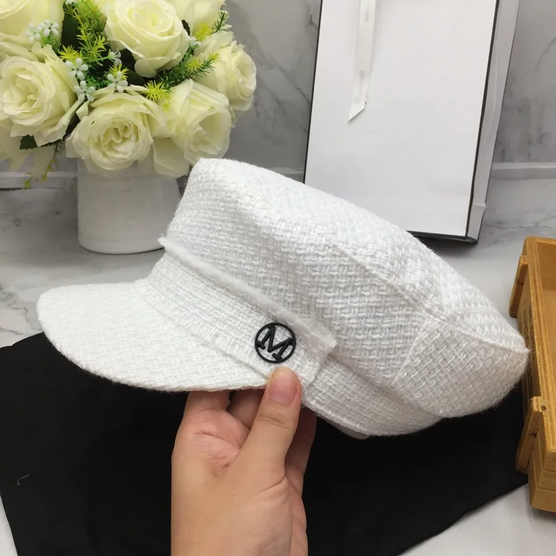 Маленький аромат wild knit белая Студенческая шляпа женская Мода tide грубая Цветочная Кепка Ретро лицо маленькая шляпа