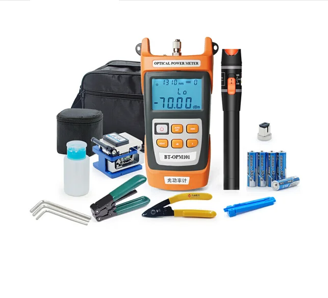

Fiber Optic splicer fusion Tool Kit with SKL-80C Fiber Cleaver and Optical Power Meter 10MW Visual Fault Locator with toolbox