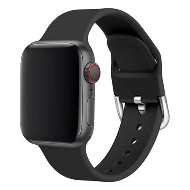 Силиконовый ремешок для наручных часов apple watch группа 44 мм 40 мм apple watch 5 4 ремешок 42 мм, 38 мм, версия наручных часов iwatch серии 5/4/3/2, correa, браслет - Цвет ремешка: black