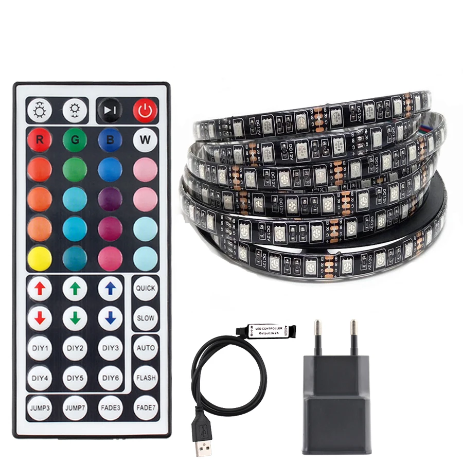 

5V DC USB RGB LED Strip Light With Remote Controller Flexible Waterproof 5050 TV Backlight 1 M 2M 3M 4M 5M BPCB USB Adapter 5V