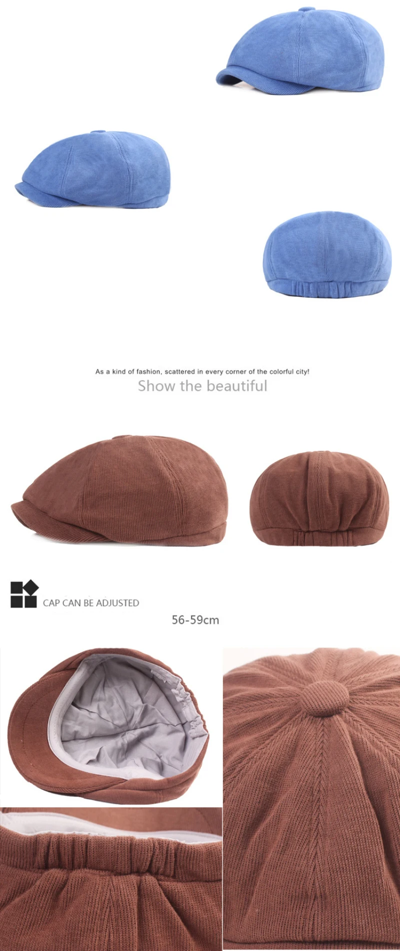 HT3726 Berets Vintage Künstler Maler Baskenmütze Hut Neue Herbst Winter Hut Frauen Feste Kappe Männer Retro Achteckigen Hut Flache Kappe – Detail 1