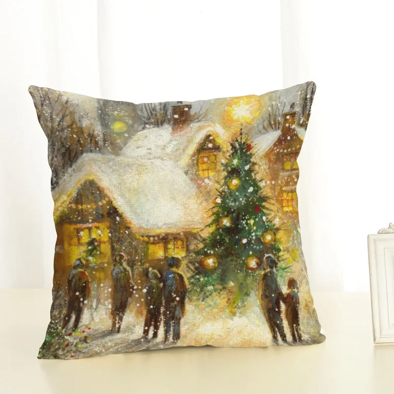 pattern-9 45x45 см Рождество Чехлы для подушек диванные подушки Чехол из хлопка и льна Подарки на год декоративные подушки для дивана Cojin на День Благодарения - Цвет: pattern-9