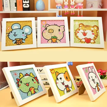 

Diamond sticker Children's DIY handmade art Kids educational toys Cartoon Animals 12 Zodiac Creative Gift