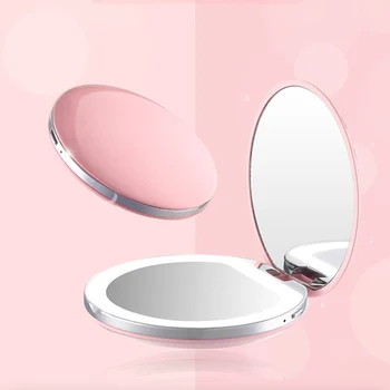 

1X/3X Magnifying Lighted Makeup Mirror Light Mini Round Portable LED Make Up Mirror USB Chargeable Pocket Makeup mirror