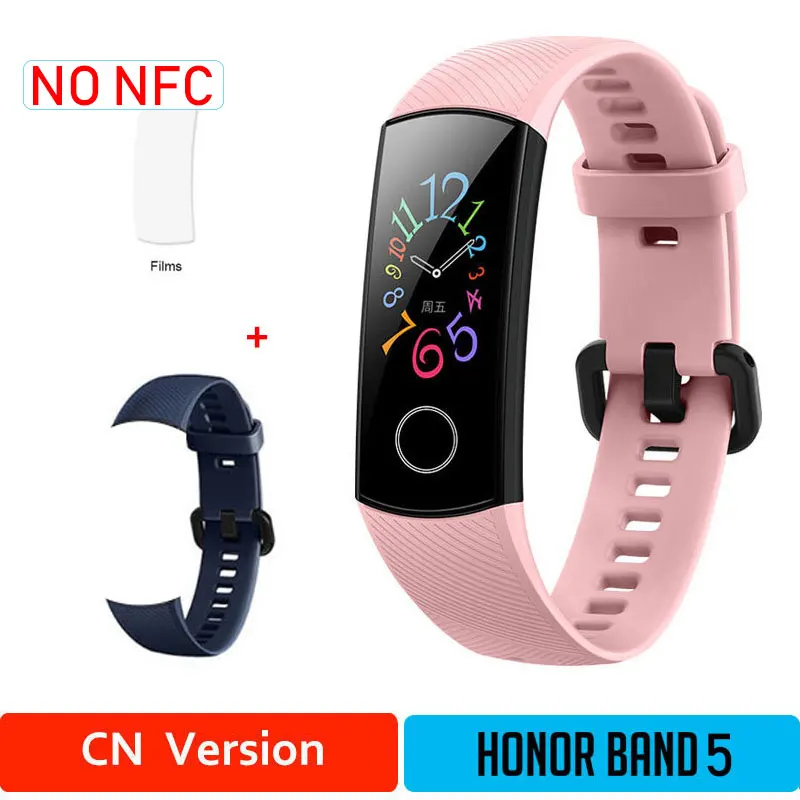 HONOR Band 5 NFC браслет умный кислород крови несколько циферблатов активности пульсометр фитнес трекер сна шагомер глобальная версия - Цвет: CNPink5moDB