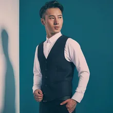 Летний деловой костюм жилет мужской корейский стиль Тонкий черный деловой жилет, костюм английский Повседневный жилет