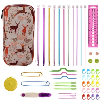 

Colorful Aluminum Tunisian Crochet Hooks Set 2mm to 8mm Afghan Hook Scissors Needles Yarn Weave Knitting Needle Crochet Hook