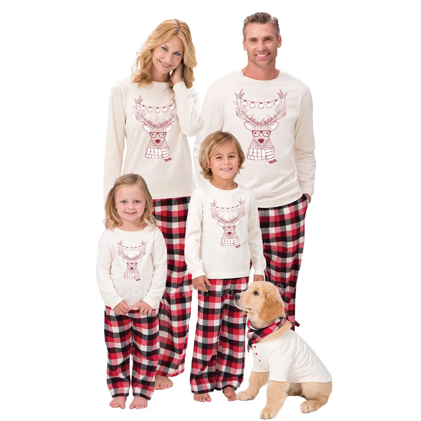 

2020 Xmas Eve Pajamas for Family Cartoon Reindeer Cute Top+trousers Set Christmas Mummy and Me Father Son PJs Sleepwear Gift