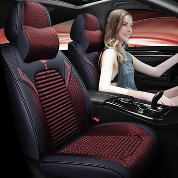 

Full Coverage PU Leather car seat cover flax fiber auto seats covers for kia niro optima sorento soul spectra sportage 2 3 4