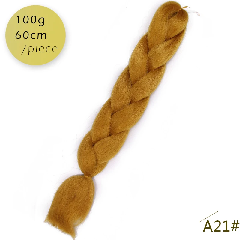 Синтетическая оплетка, накладные волосы для вязания крючком, косички волос, 24 дюйма, огромные накладные волосы с эффектом омбре, два цвета, цвет ed, фитили для волос - Цвет: A21