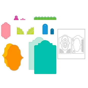 

2020 New Tag Label Layered Nesting Edge Lace and Corner Embossing Metal Cutting Dies For DIY Scrapbooking Greeting Card no Stamp