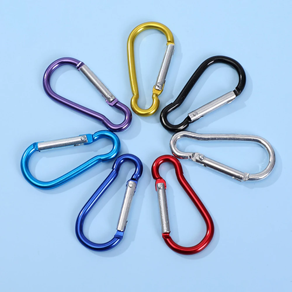 Small Carabiner Clip Aluminum Mini D-shape Spring Keyring For Keychain/climbing  /fishing/hiking Outdoor(10pcs, Random Color)