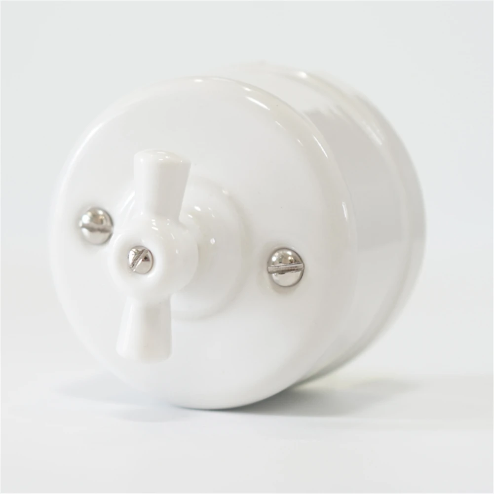 Interruptor de Luz de Porcelana Vintage Rotativo com Função Comutadora