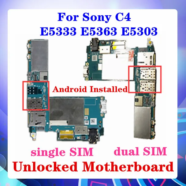 Для Sony Xperia C4 материнская плата E5363 E5303 E5333 Одиночная/двойная SIM с чипами