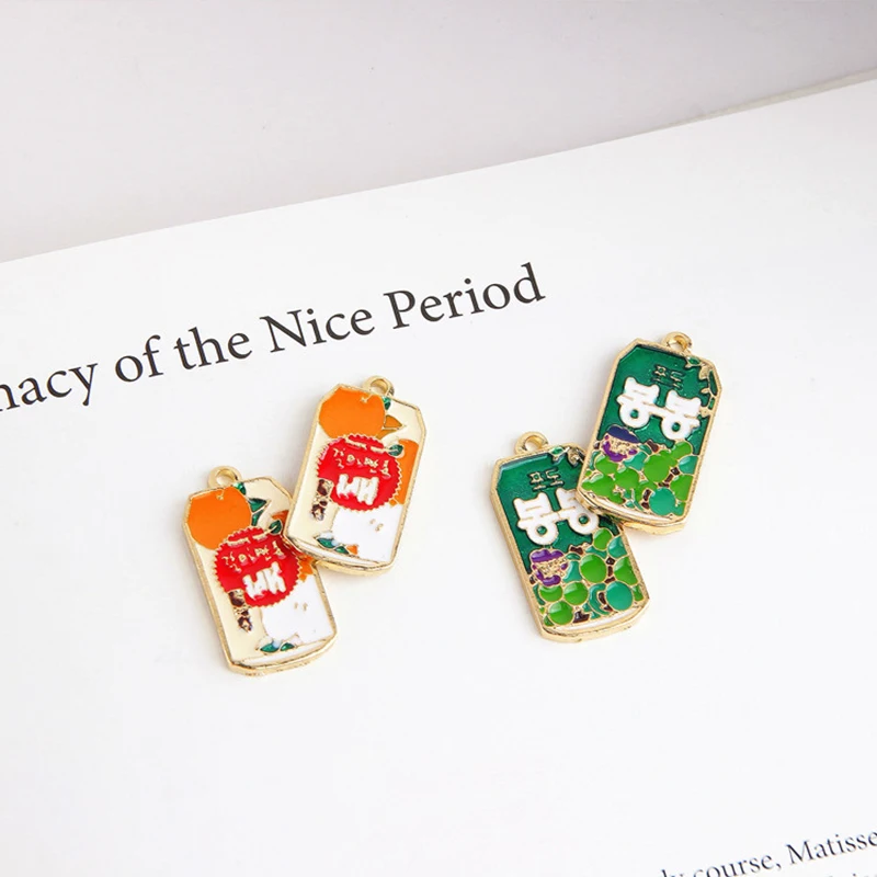 

10pcs/bag 13*27MM Korean Fruit Drink Bottle Enamel Charms DIY Alloy DIY Beverage Pendants Charm Bracelet Jewelry Accessory FX119