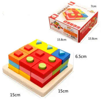 

Kuulee Wooden Shape Color Cognitive Matching Building Blocks Kids Early Eductional Toys