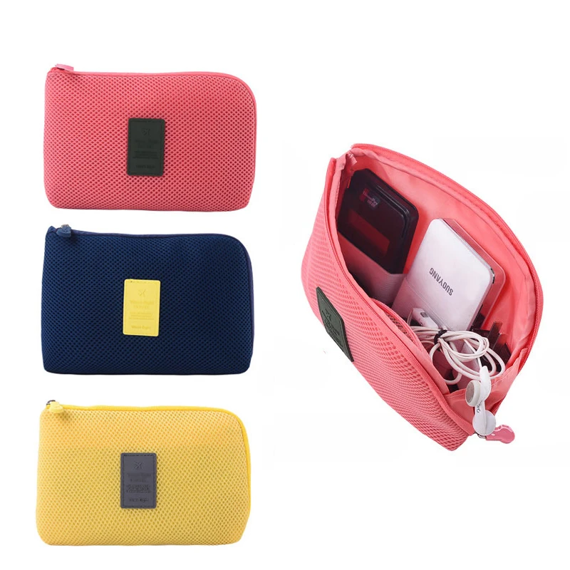 2019 Useful Travel storage box for digital data cable charger headphone portable mesh sponge bag power bank holder cosmetic box