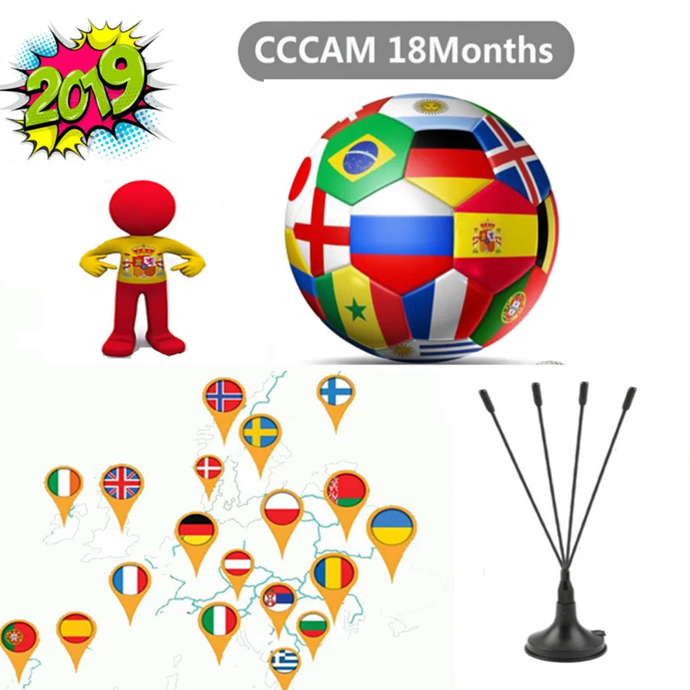 Европа рецептор Cccams линии на 1 год Испания используется для DVB-S2 Ccams спутниковый приемник европейские каналы 6/7 линий lks