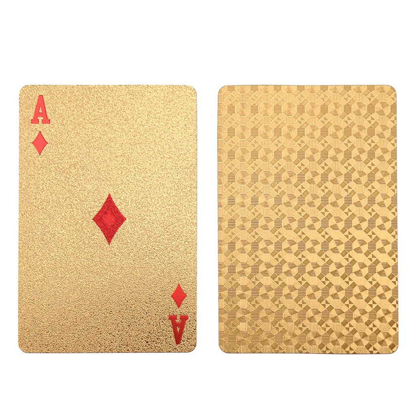 Zlaté hrací magické žolíkové karty, karty na poker, sada 54 karet