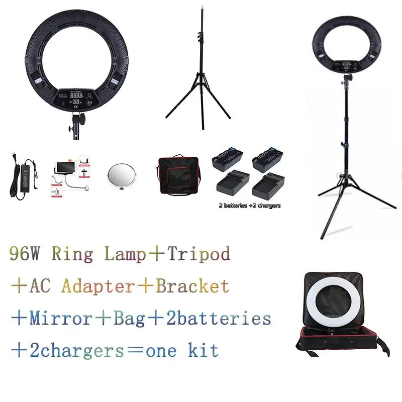 

Yidoblo Black FD-480II LED Ring lamp Light Make up Lighting sefie ring lamp set + standing (2M)+ bag + batteries