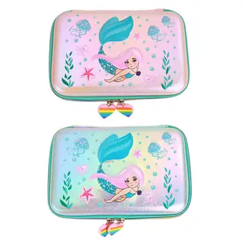 

Cute Sequin Pupil School Stationery Bag Kid Mermaid EVA Case Pouch Birthday Gift Smooth Metal Spray Paint Double Pull Head