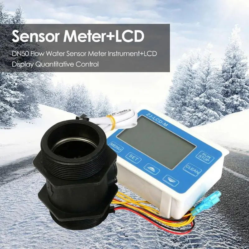 

Flow Water Sensor Meter+DigitalLCD Display Quantitative Control 1-9999 l/min Suitable for Various Types of Assembly Easy