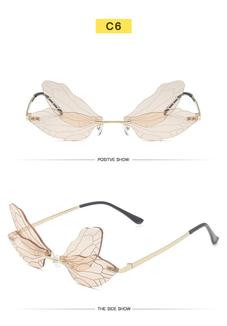 New Fashion Dragoy  Sunglasses Women Men Brand Design Rimless Wave Eyewear  Trending Narrow Sun glasses_voghion.com