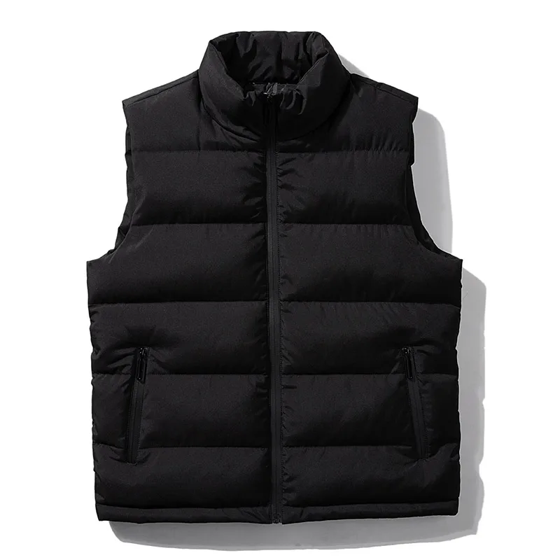Winter Men's Vest Solid Waterproof Warm Vest Padded Turtleneck Sleeveless Jacket Casual