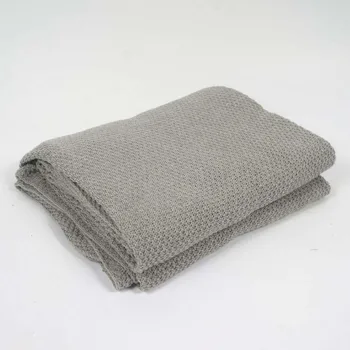 

Cotton Grey Knitted Throw Blanket For Bed Baby Sleeping Wrap Thread Blanket Sofa Plaid Koc Mantas Comforter