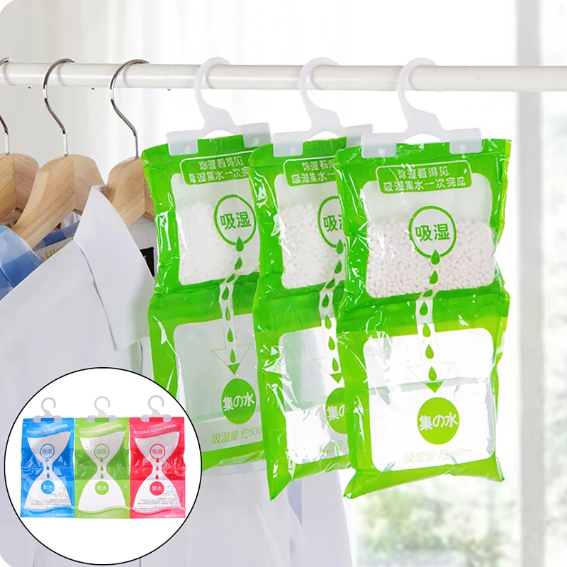 Colgando armario colgando bolsa para humedad Anti-moho desecante bolsas Vitrina armario ropero deshumidificador agente de secado higroscópico