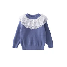 Зимняя одежда для маленьких девочек; коллекция года; осенние свитера для девочек; Модный кружевной лоскутный Детский свитер для девочек; пуловеры; 2 цвета