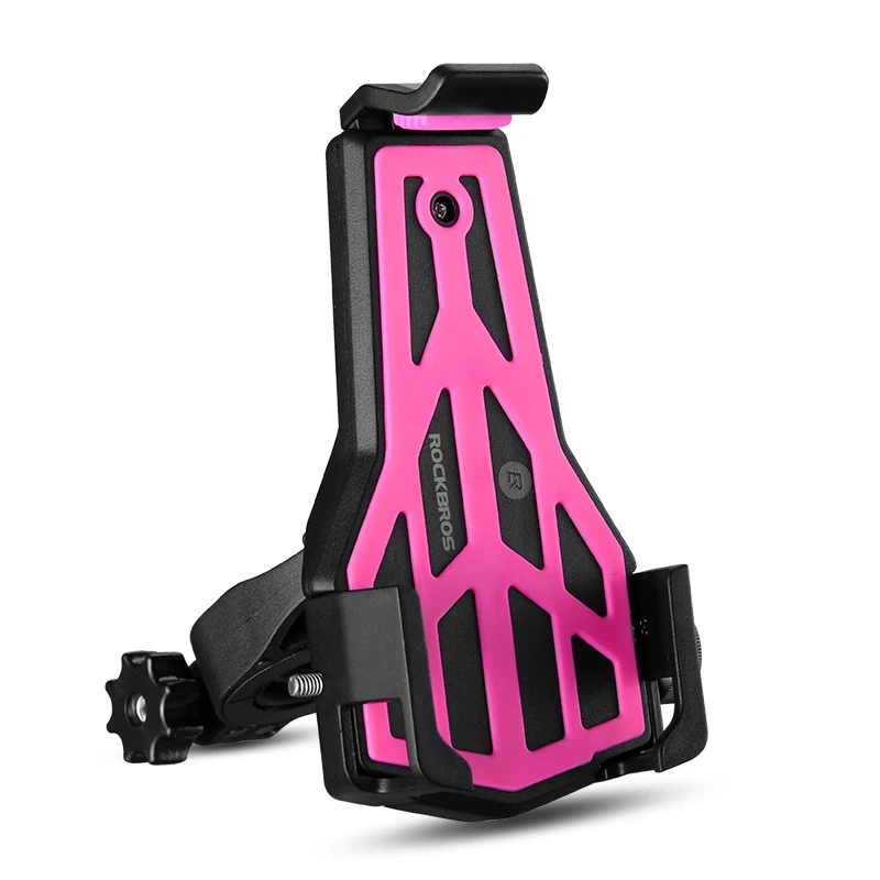 ROCKBROS Cycling Bike Bicycle Phone Stand Bicycle Handlebar Adjustable Cellphone Mount Holder Bracket Universal Bike Accessories - Color: Black Pink