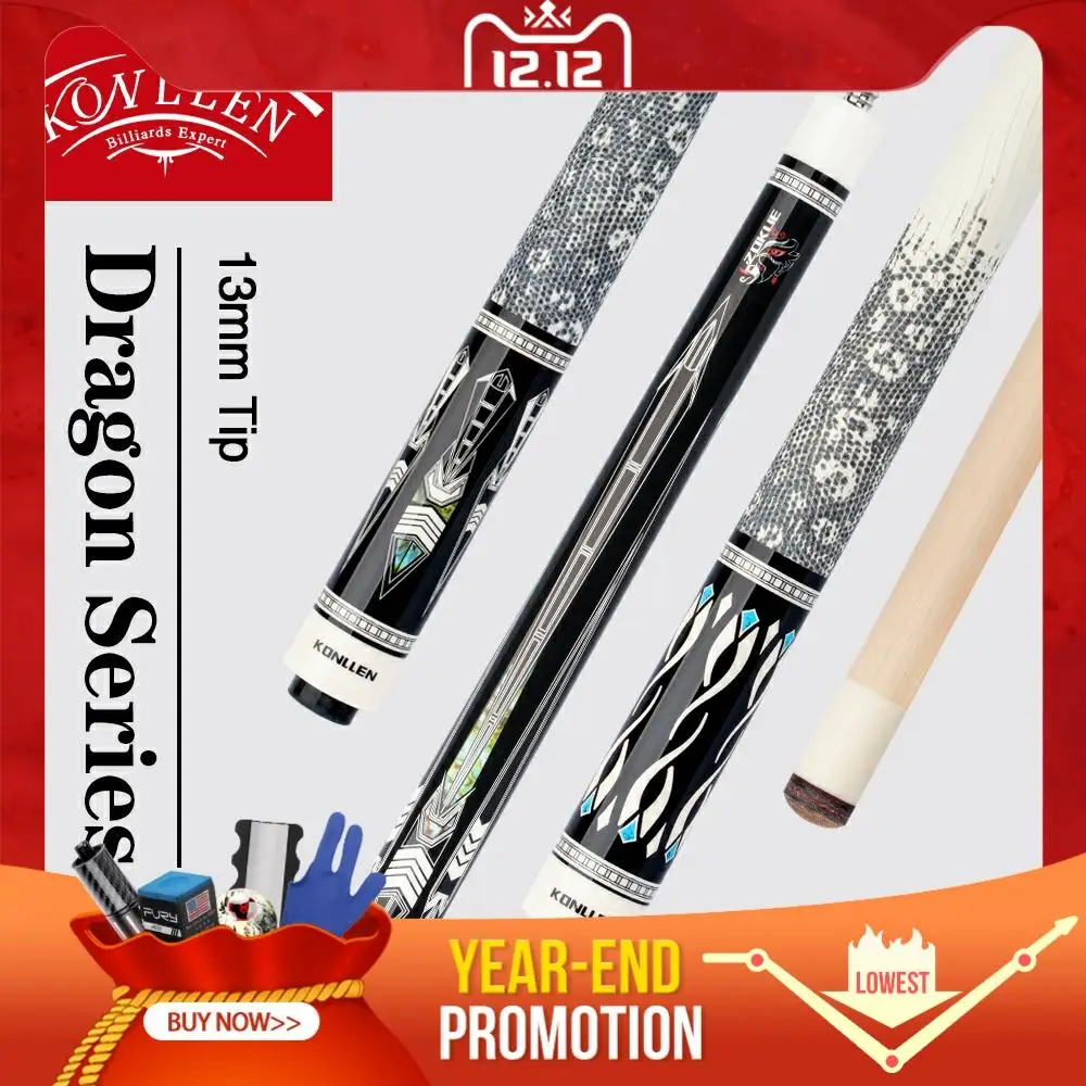 

ZOKUE KONLLEN Billiard Pool Cue 13mm Tiger Everest Tip Canadian Maple Shaft Sticks XTC Ferrule Leather Wrap 3/8*8 Joint Play Cue