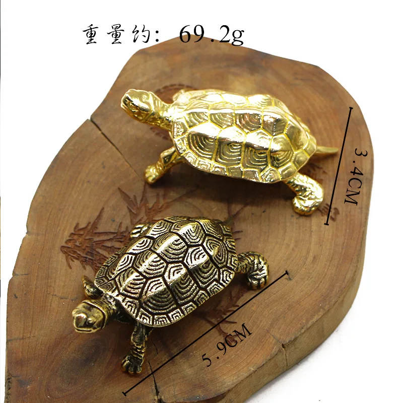 Ornament Crafts Miniature Figurines Turtle Ornament Vintage Brass Longevity Animal Turtle Figurines Miniatures Lucky Desktop Oranments Home Decoration Accessories Feng Shui Decors