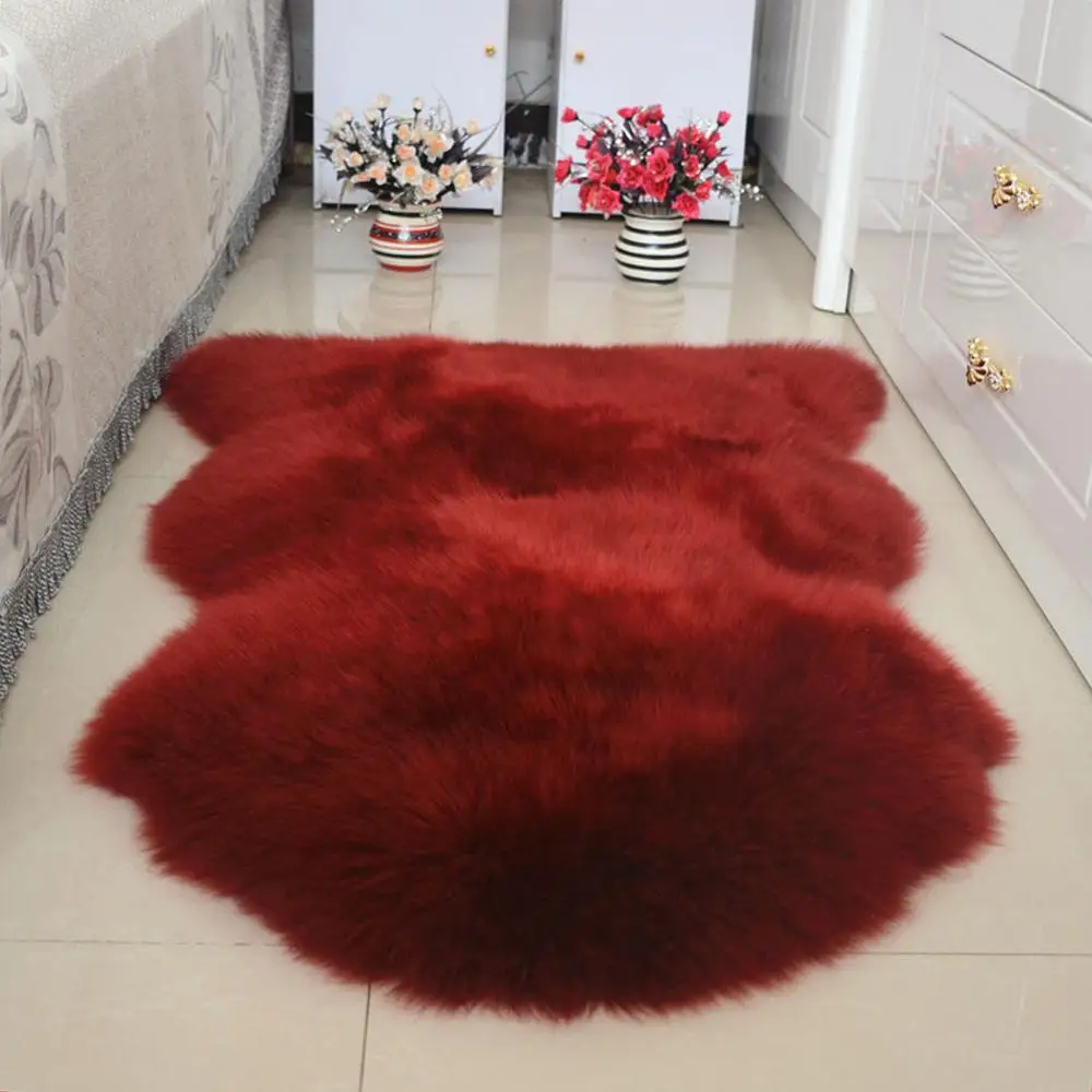 Wine Wool Cushion Чистая шерсть большой люкс вся Австралийская овчина плюшевая подушка для сиденья накладка ковер в автомобиль диван коврик спальня гостиная - Название цвета: Wine Wool Cushion